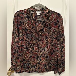 BonWorth Navy and Beige Paisley Blouse
